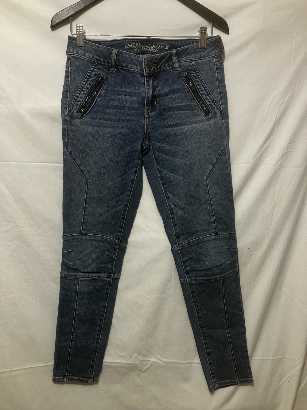 American Eagle Outfitters Dark Indigo Moto Skinny Jeans
